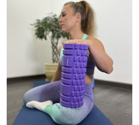 Ролик массажный для йоги и фитнеса UNIXFIT 45 см, фиолетовый FRU45CMVT