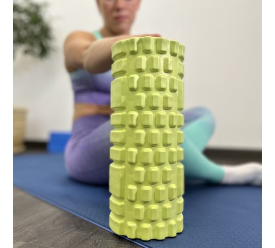Ролик массажный для йоги и фитнеса UNIXFIT 33 см, зеленый FRU33CMGN
