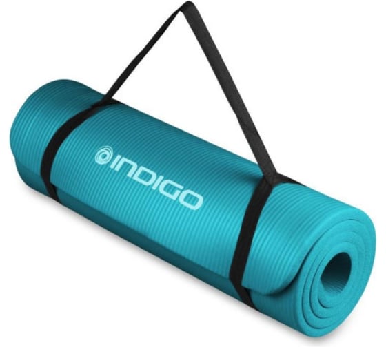 Коврик для йоги и фитнеса INDIGO NBR 173х61х1.5 см IN194 бирюзовый