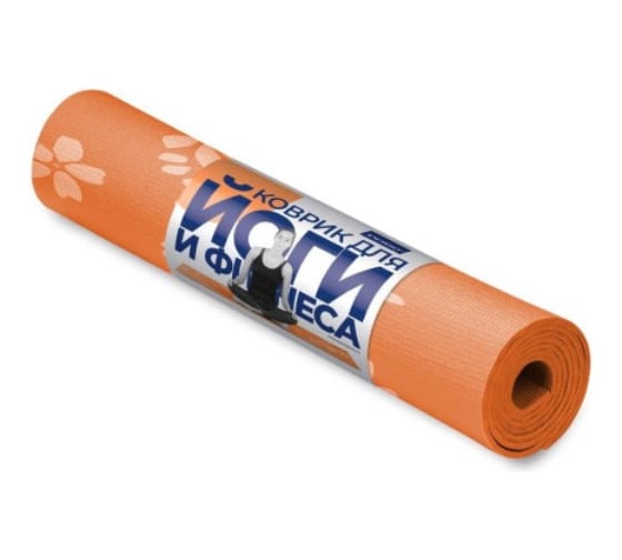 Коврик для йоги и фитнеса INDIGO PVC с рисунком Цветы 173х61х0.3 см YG03P Оранжевый