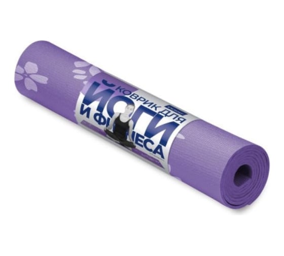 Коврик для йоги и фитнеса INDIGO PVC с рисунком Цветы 173х61х0.3 см YG03P Фиолетовый