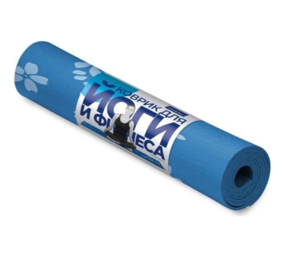 Коврик для йоги и фитнеса INDIGO PVC с рисунком Цветы 173х61х0.3 см YG03P Синий