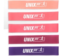 Резинки для фитнеса UNIXFIT 5 цветов, розовый, сиреневый LBU5PCSPK