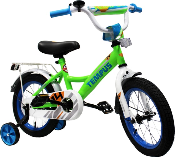 Велосипед Tempus Kid 14" цв.ярко-зеленый/синий