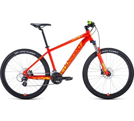 Велосипед FORWARD APACHE 27.5 х 27.5, 16 скоростей, рост 19, 2020-2021, красный матовый/желтый 1BKW1M37G012