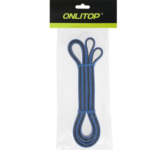 Многофункциональный ленточный эспандер ONLITOP 15-40 кг, 208х3,2х0,45 см, цвет сине-черный 4597299