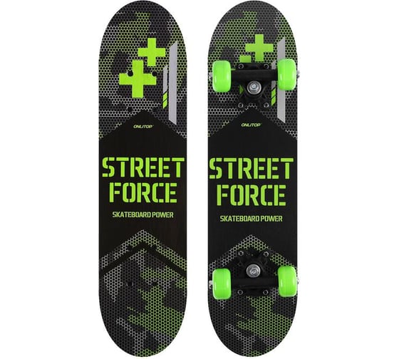 Подростковый скейтборд ONLITOP STREET FORCE 62 х 16 см, колеса PVC 50 мм, пластиковая подвеска 4013661