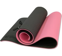 Двухслойный коврик для йоги Original FitTools 10 мм, TPE, черно-розовый FT-YGM10-TPE-BPNK