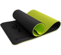Коврик для йоги Original FitTools 10 мм, двухслойный TPE, черно-зеленый FT-YGM10-TPE-BG