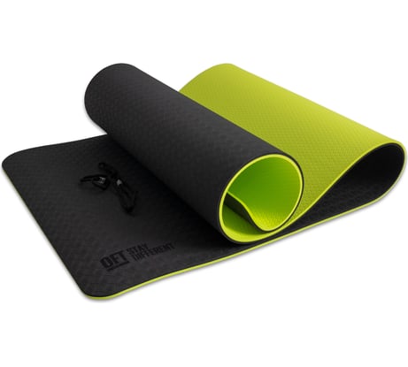 Коврик для йоги Original FitTools 10 мм, двухслойный TPE, черно-зеленый FT-YGM10-TPE-BG