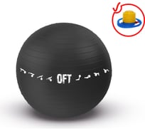 Гимнастический мяч Original FitTools 75 см, черный, с насосом FT-GBPRO-75BK