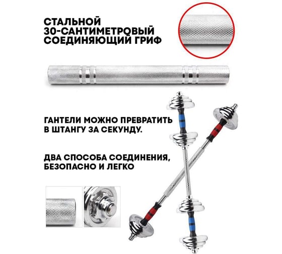 Гантели разборные URM 2 шт х 15 кг, 30 кг, металлические B00032