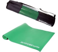 Гимнастический коврик в чехле BODYFORM 173х61х0,4 см, зеленый BF-YM01C/173-61-0,4/green