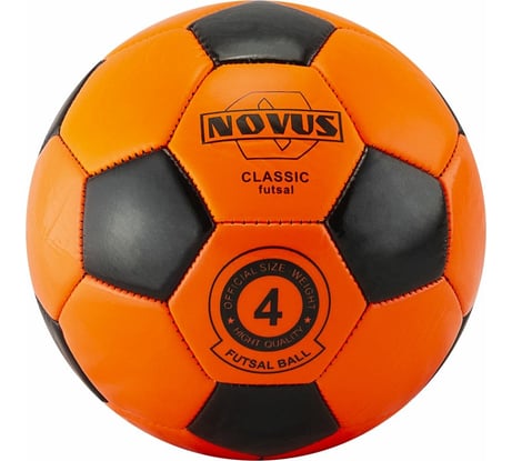 Футбольный мяч ATEMI Novus CLASSIC FUTSAL, PVC foam, оранжевый/чёрный, р.4, 00-00004638