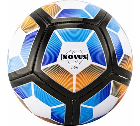Футбольный детский мяч ATEMI Novus LIGA, PVC, белый/синий/оранжевый, р.5, 00-00004640