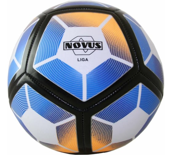 Футбольный детский мяч ATEMI Novus LIGA, PVC, белый/синий/оранжевый, р.5, 00-00004640