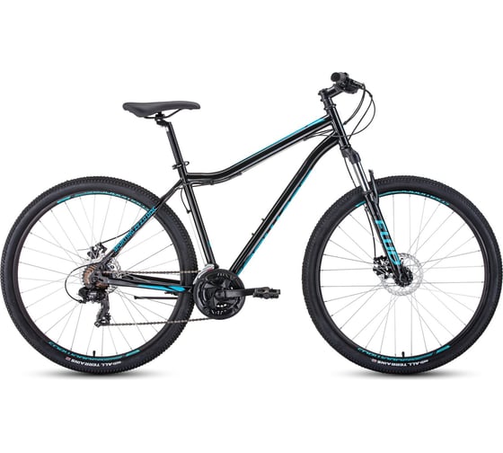 Велосипед FORWARD SPORTING 29 2.0 disc, 21 скорость, рост 19, 2020-2021г, черный/бирюзовый RBKW1M19G014