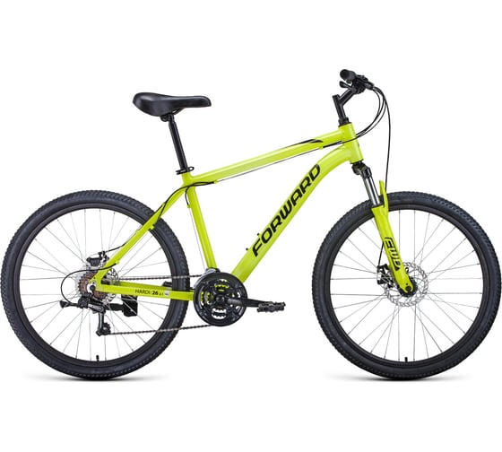 Велосипед FORWARD HARDI 26 2.1 disc, 21 скорость, рост 18, ярко-желтый/черный RBKW1M36G003