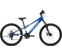 Велосипед FORWARD RISE 24 2.0 disc 24, 7 скоростей, рост 11, 2020-2021г, синий/белый, RBKW1J347008