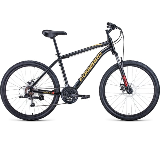 Велосипед FORWARD HARDI 26 2.1 disc, 21 скорость, рост 18, черный/желтый RBKW1M66Q014