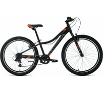 Велосипед FORWARD TWISTER 24 1.0 24, 7 скоростей, рост 12, 2020-2021г, черный/оранжевый RBKW1J347013