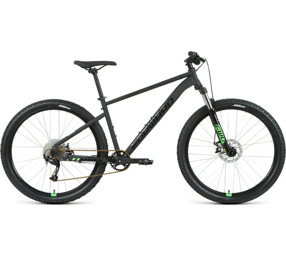 Велосипед FORWARD SPORTING 27.5 XX, 9 скоростей, рост 19, черный матовый/ярко-зеленый RBKW1M179014