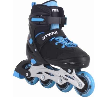 Раздвижные ролики ATEMI, S (30-33), PU64, 82A, ABEC-7 Carbon, SB, черный/синий, AIS01BS 00-00006938