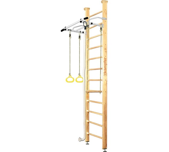 Шведская стенка Kampfer Helena Ceiling №1, натуральный, высота 3 м, белый антик, турник K01404005