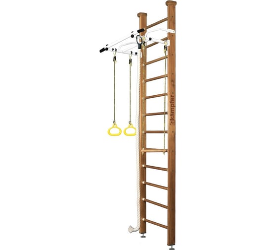 Шведская стенка Kampfer Helena Ceiling №2, ореховый, высота 3 м, белый, турник K01404010
