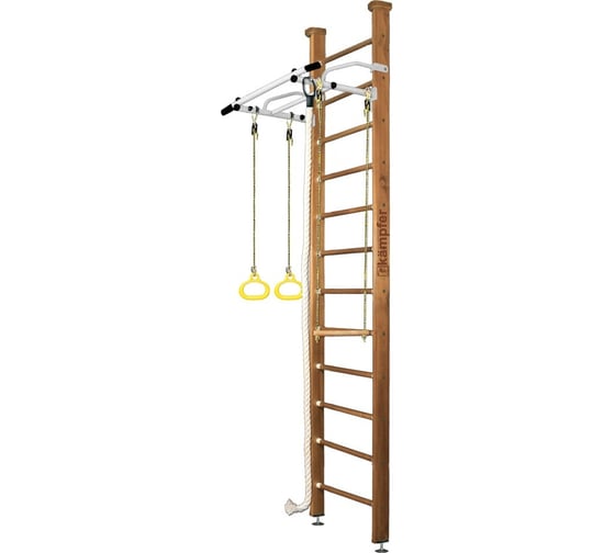 Шведская стенка Kampfer Helena Ceiling №2, ореховый, высота 3 м, белый антик, турник K01404009 1
