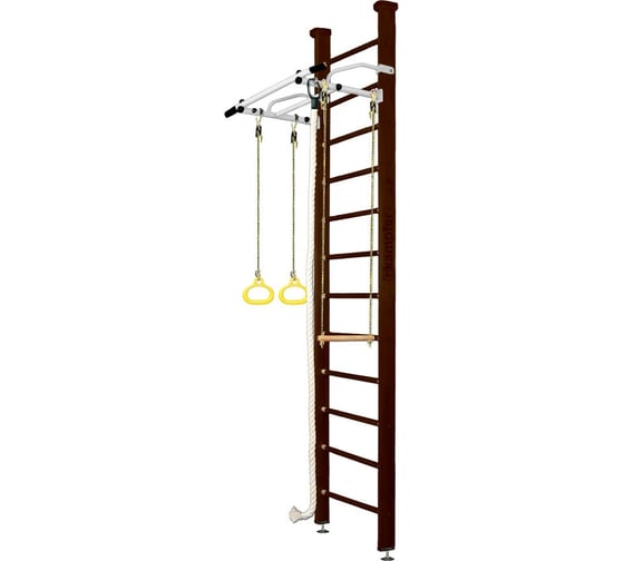 Шведская стенка Kampfer Helena Ceiling №5, шоколадный, высота 3 м, белый антик, турник K01404021