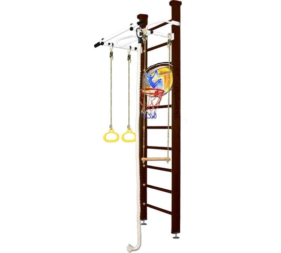 Шведская стенка Kampfer Helena Ceiling Basketball Shield №5, шоколадный, стандарт, белый, турник K06547024 1