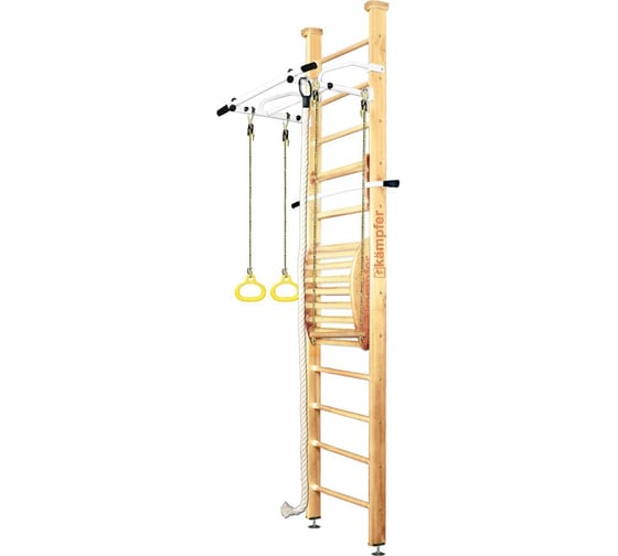 Шведская стенка Kampfer Helena Maxi Ceiling №0, без покрытия, высота 3м, белый, турник K01405002