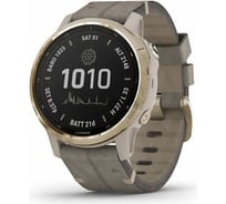 Часы Garmin fenix 6S Pro Solar - Light Gold with Shale Suede Band 010-02409-26