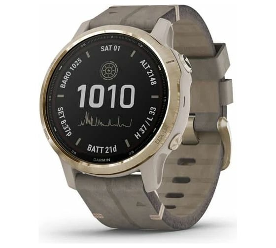 Часы Garmin fenix 6S Pro Solar - Light Gold with Shale Suede Band 010-02409-26 1