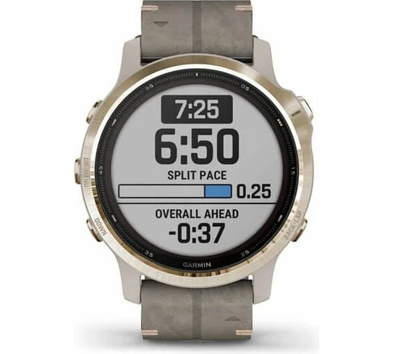 Часы Garmin fenix 6S Pro Solar - Light Gold with Shale Suede Band 010-02409-26