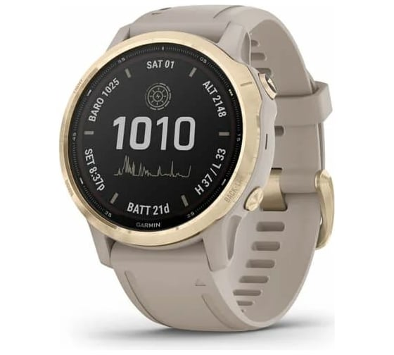 Часы Garmin fenix 6S Pro Solar - Light Gold with Light Sand Band 010-02409-11