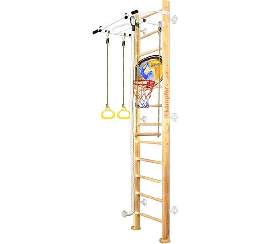 Шведская стенка Kampfer Helena Wall Basketball Shield, №1 натуральный, высота 3м, белый, турник K06535006