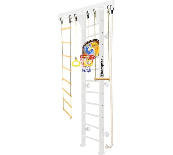 Шведская стенка Kampfer Wooden Ladder Wall Basketball Shield, №6 жемчужный, высота 3м, белый K06548013
