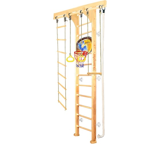 Шведская стенка Kampfer Wooden Ladder Wall Basketball Shield, №1 натуральный, высота 3м, белый K06548003