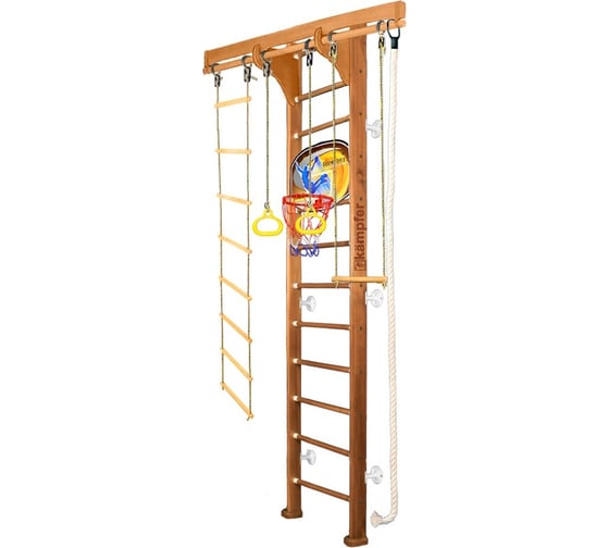 Шведская стенка Kampfer Wooden Ladder Wall Basketball Shield, №2 ореховый, высота 3м, белый K06548005