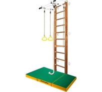 Шведская стенка с матом Kampfer Helena Wall, №2 ореховый, стандарт, турник, мат №6 зеленый K09981004