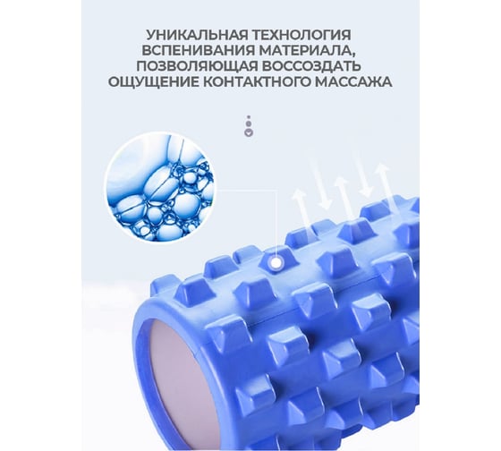 Массажный большой ролик URM шипы 45х15 см, синий B01050