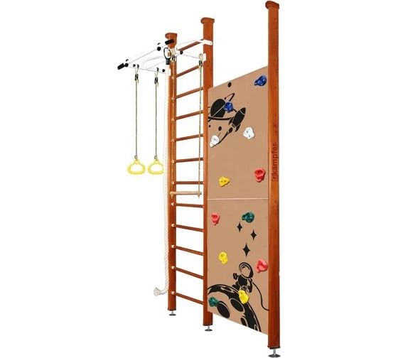 Шведская стенка Kampfer Jungle Ceiling Boy, №4 вишневый, высота 3 м, белый турник K07603018 1