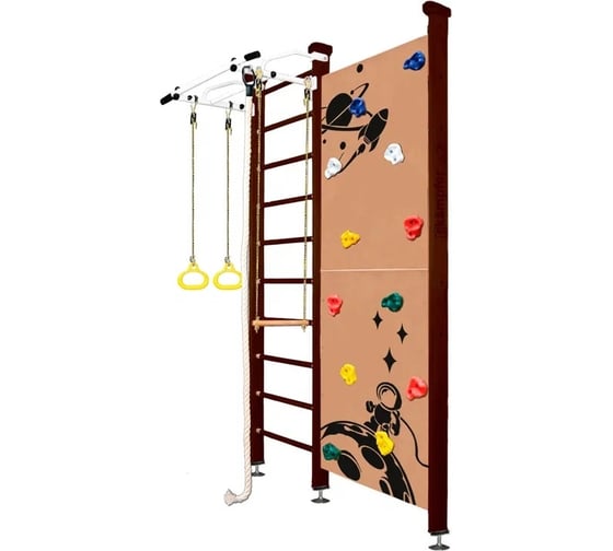 Шведская стенка Kampfer Jungle Ceiling Boy, №5 шоколадный, стандарт, белый турник K07603024