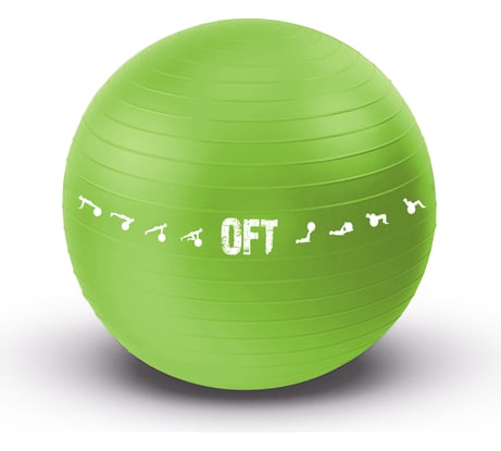 Гимнастический мяч для коммерческого использования Original FitTools 65 см, зеленый с насосом FT-GBPRO-65GN