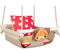 Подвесные качели с подушками Hotenok Собака на песке, с ремнем безопасности на канате swh1beidge