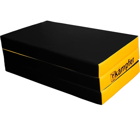 Спортивный мат Kampfer Black Мат №6, 150х100х10 см, складной, винилискожа, черный/желтый K08776001