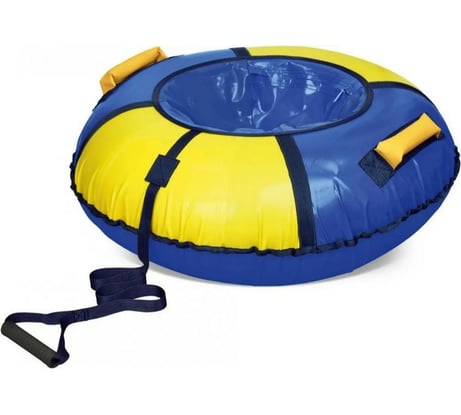Надувная ватрушка (тюбинг) с автокамерой, 95 см, "Классик" синий/желтый Nika ТБ1К-95/СЖ2