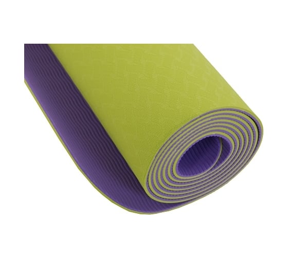 Коврик для фитнеса и йоги Larsen TPE violet/green, 173x61x0.4 см 4690222151633